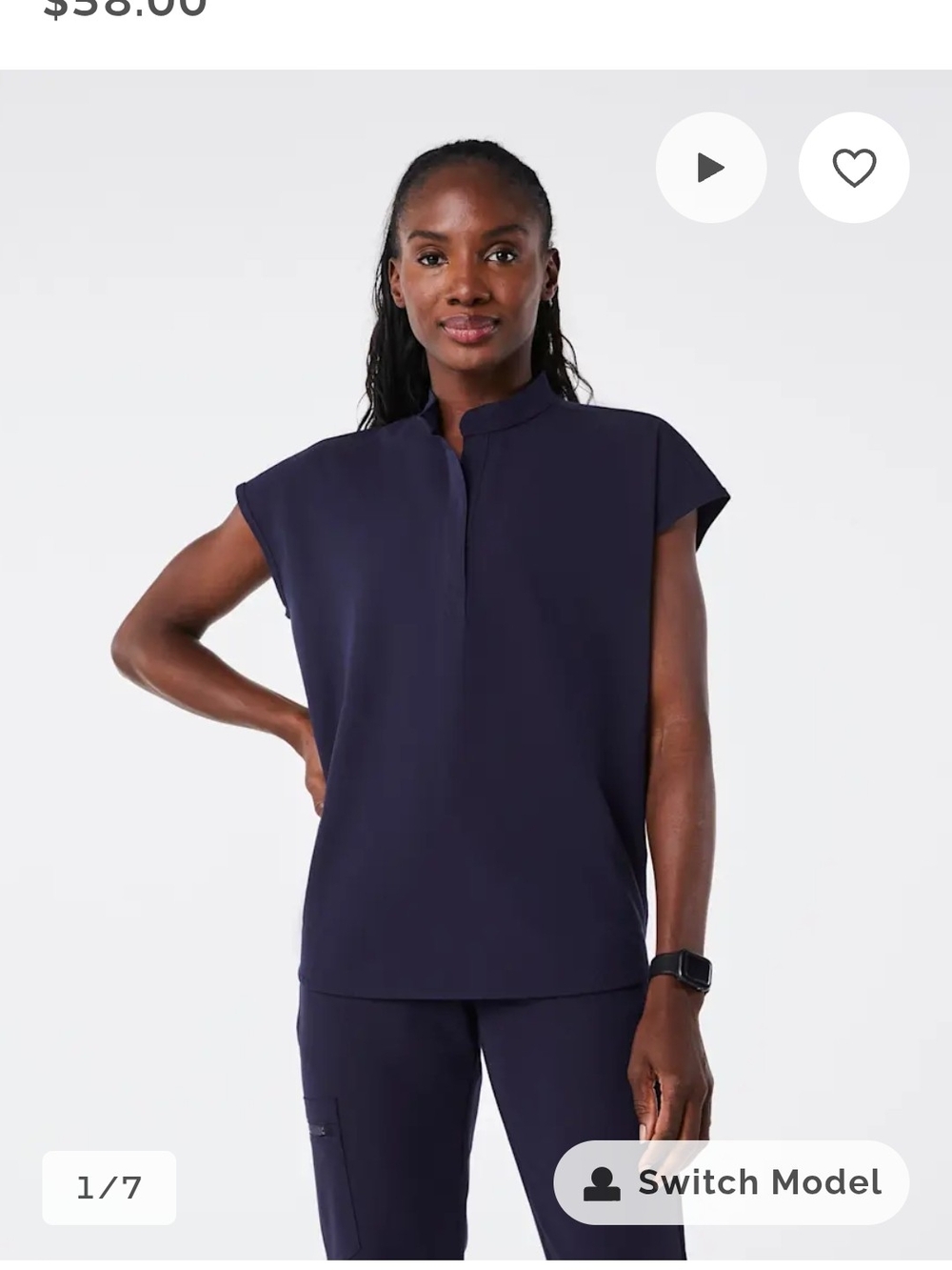 NWOT FIGS XXS Navy Rafela Top